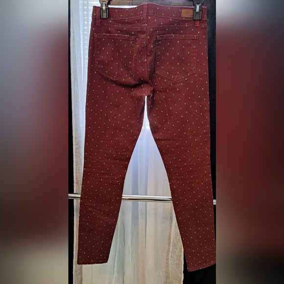 PAIGE Women's Dark Red Skinny Jeans with Pattern - Picture 3 of 3